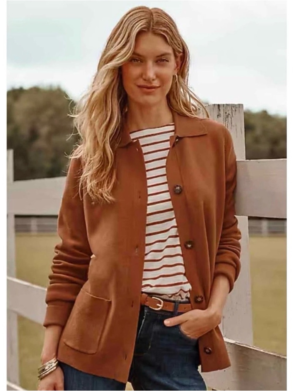 New J.Jill Double-Knit Nutmeg Button Down Sweater Jacket Women’s Plus Size 4X